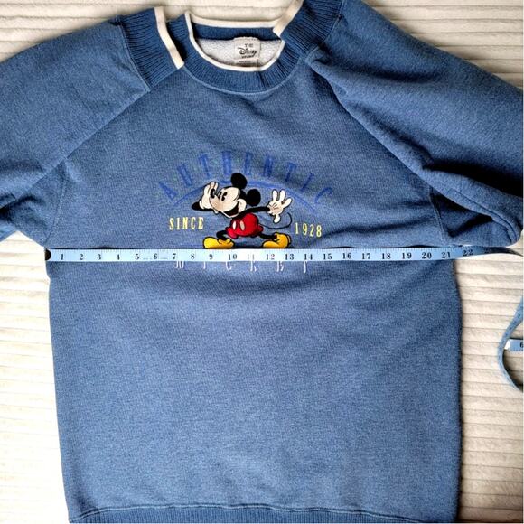 Vintage Disney Mickey Mouse Sweatshirt Large Blue USA Made 90s Embroidered - Picture 6 of 13